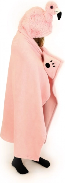 Cozy Noxxiez flamenco – manta infantil cálida con capucha y bolsillos de patitas