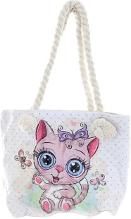Bolso de tela bandolera con motivo de gatito
