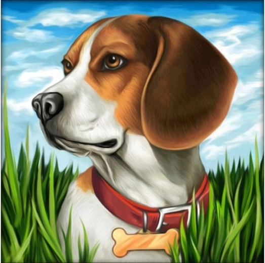 Mosaico de diamantes (diamond painting) perro Beagle 30 × 30 cm - 1 pieza