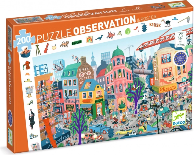 DJECO Puzzle de búsqueda Ciudad - 200 piezas