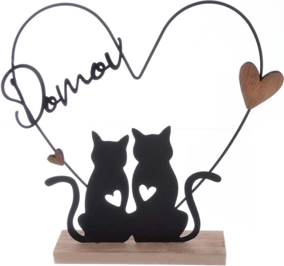 Decoración gato «Hogar» de madera y metal