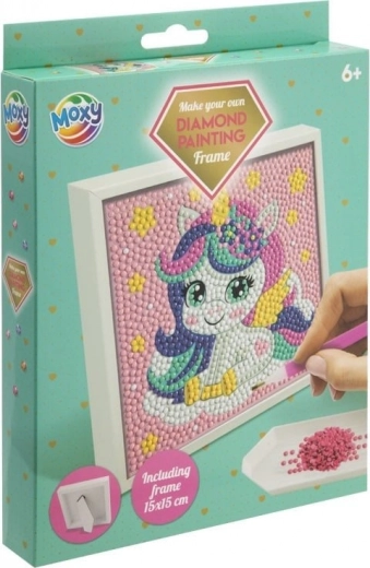 Pintura de diamantes con marco unicornio 15 × 15 cm