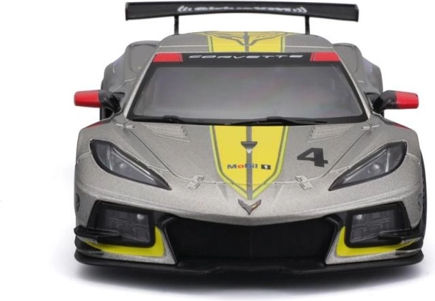Modelo de coche metálico 1:24 Bburago Corvette C8.R 2020 de competición amarillo