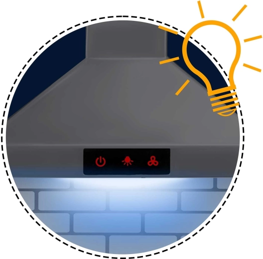 Campana extractora iluminada con panel de control