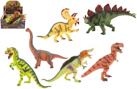 Set de dinosaurios de plástico 25–32 cm, 6 figuras en caja