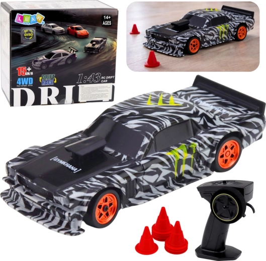 Coche deportivo RC de drift negro 1:43