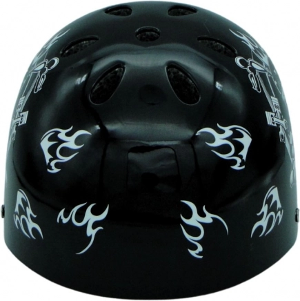 Casco de ciclismo y skate con motivo de calavera – negro‑plateado
