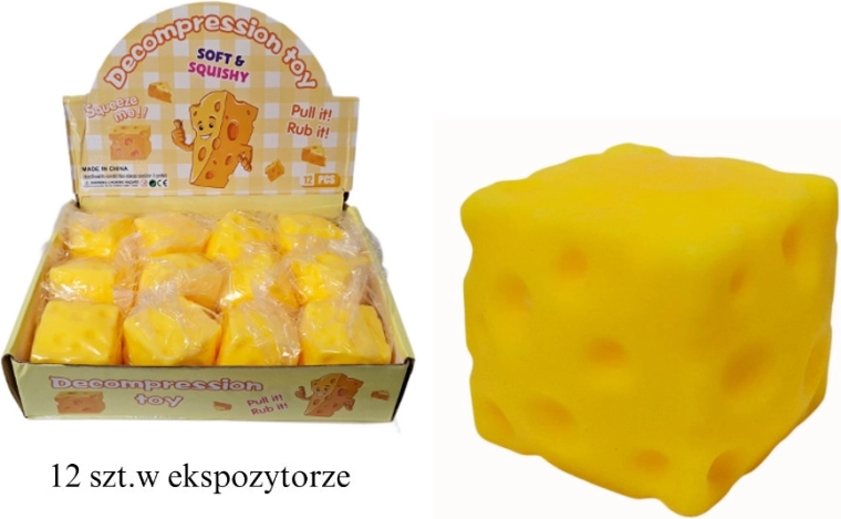 Pelota antiestrés apretable con forma de cubo de queso