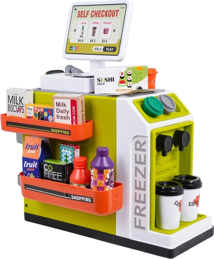 Mini supermercado infantil con accesorios y caja de autoservicio