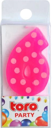 Vela para tarta número 6 TORO para pinchar 4,5 cm