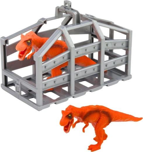 Jaula y figuras de dinosaurio para un transporte seguro
