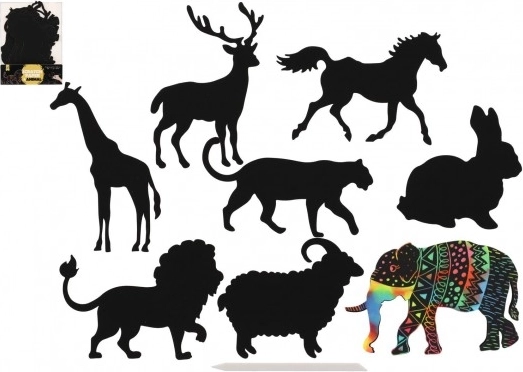 Láminas para rascar de animales - arcoíris 8 uds