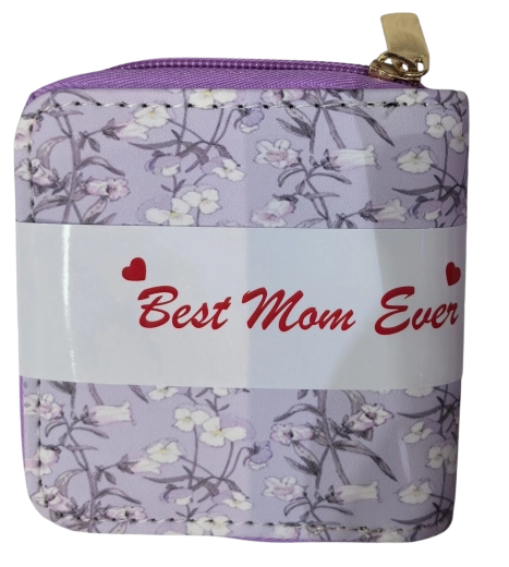 Cartera de mujer Pink rosa con motivo de flores moradas
