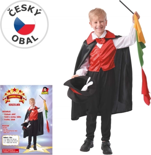 Disfraz infantil de carnaval de mago, 120–130 cm