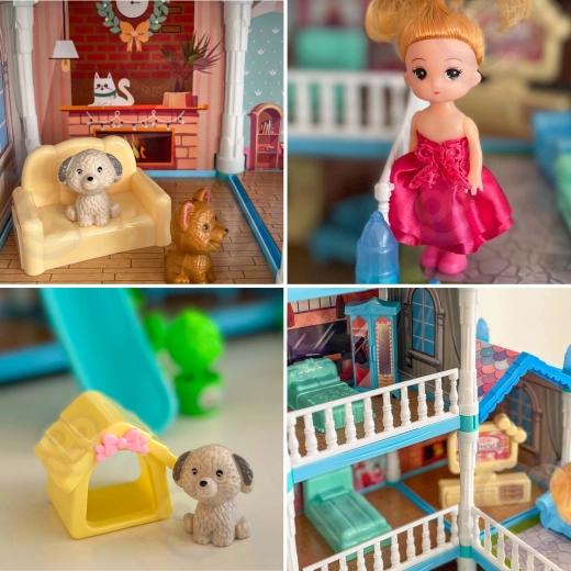 Completo equipamiento con muñeca y mascotas