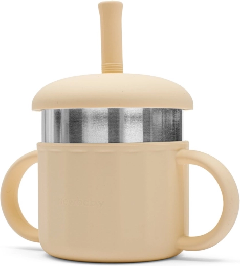 Vaso de silicona 2 en 1 NEW BABY, beige