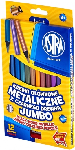 Lápices de colores metálicos Astra pastel 12 uds con sacapuntas