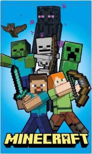 Toalla infantil de mano Minecraft 30 × 50 cm con Steve, Alex, Creeper y Enderman