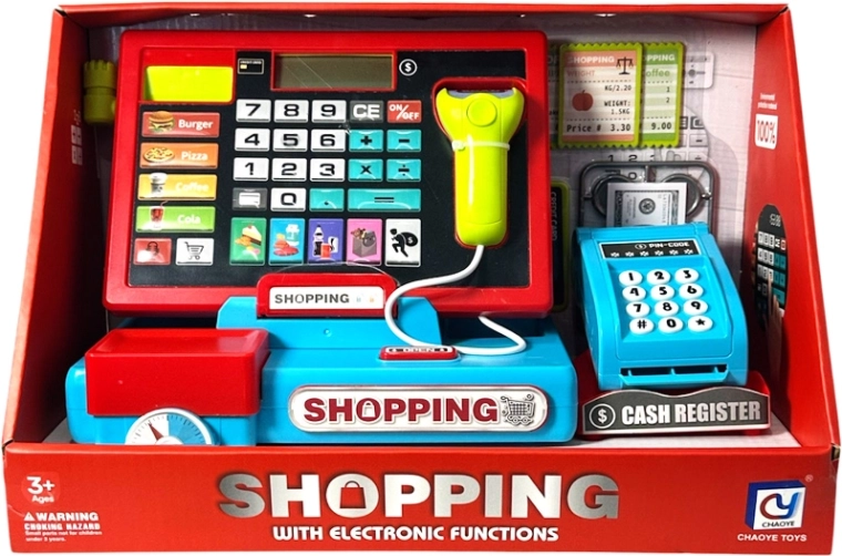 Caja registradora infantil con terminal de pago y calculadora - 1 pieza