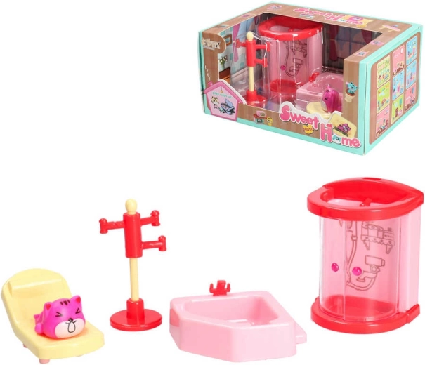 Set de juego de baño con muebles para casa de muñecas