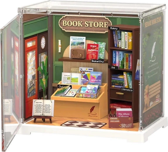 RobTime Rompecabezas 3D de madera, miniatura de casita de librería
