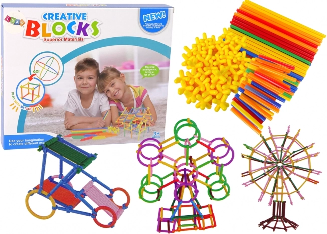 Juego de construcción con varillas y pajitas