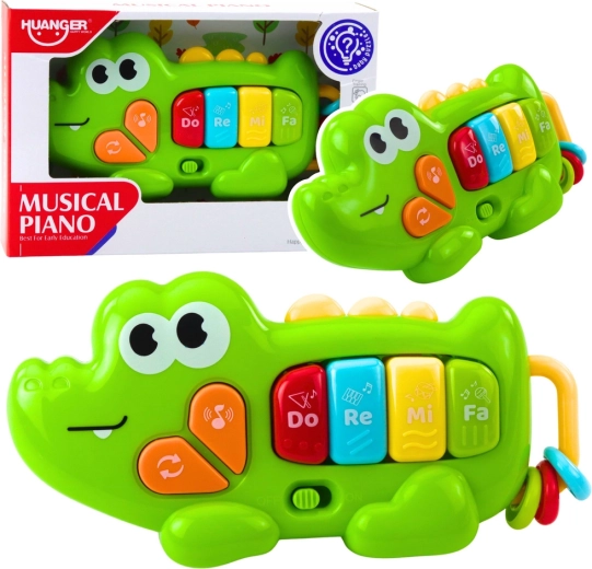 Pianito musical interactivo cocodrilo para niños pequeños – verde