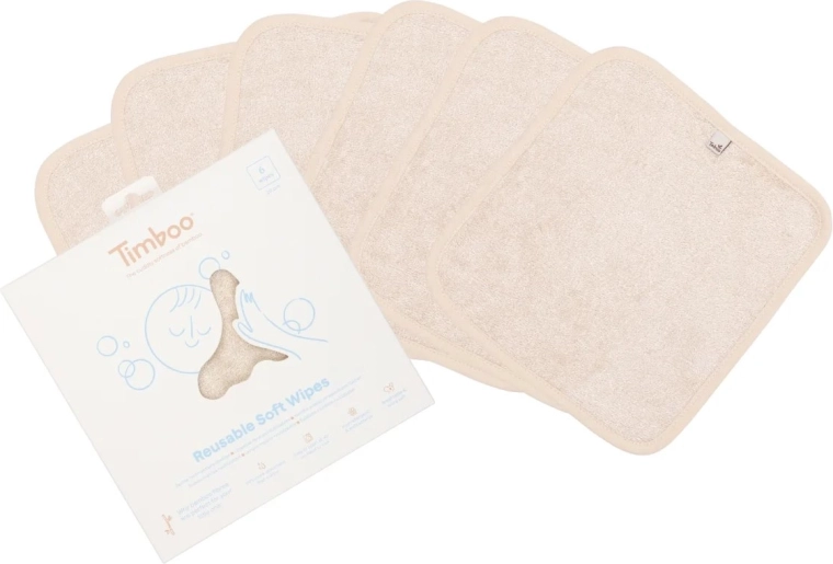 Timboo toallitas suaves reutilizables frosted almond (6 uds)