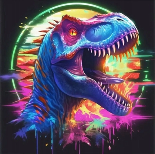 Norimpex pintura con diamantes neón T-Rex 30 × 40 cm - 1 pieza