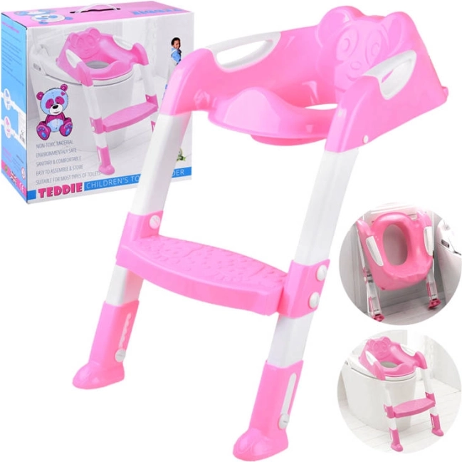 Asiento infantil para inodoro con escalones Panda Rosa