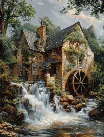 Pintura de diamantes Molino 30 × 40 cm