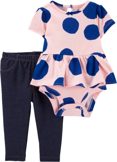 Carter's set de 2 piezas para bebé – body de manga corta y leggings PinkBlue Dots, talla 56