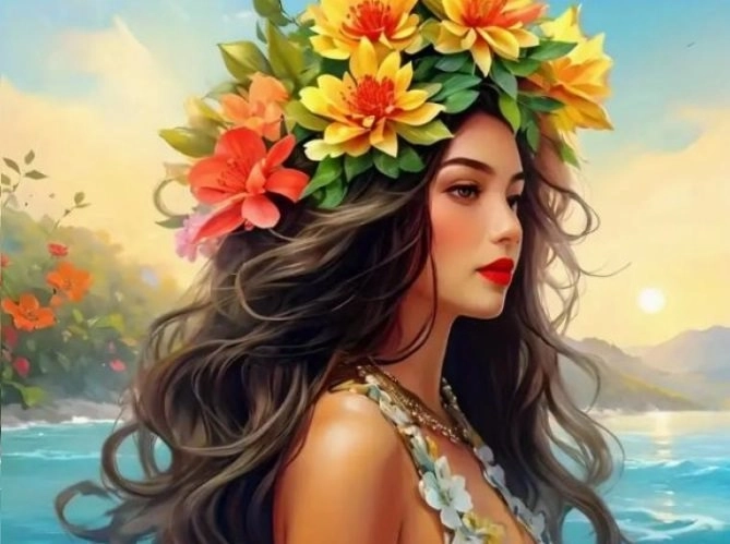 Pintura de diamantes: chica junto al mar 30 × 40 cm