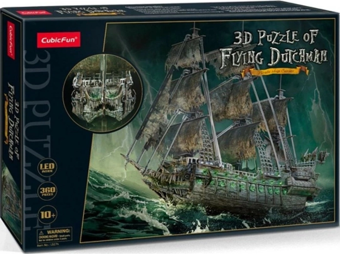 Puzzle 3D luminoso del velero Holandés Errante, 360 piezas
