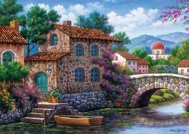 Puzzle ART PUZZLE Canal con flores 500 piezas