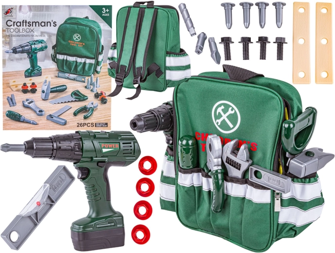 Set de herramientas infantil con mochila y destornillador inalámbrico