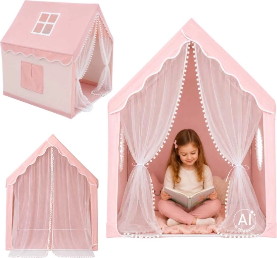Tienda infantil plegable tipo casita para habitación infantil rosa
