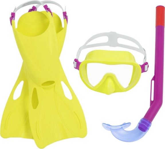 Set de snorkel infantil BESTWAY – máscara, tubo y aletas (talla 24–27)