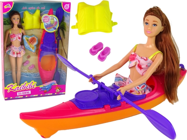 Set de Muñeca con Kayak y Accesorios - Rosa