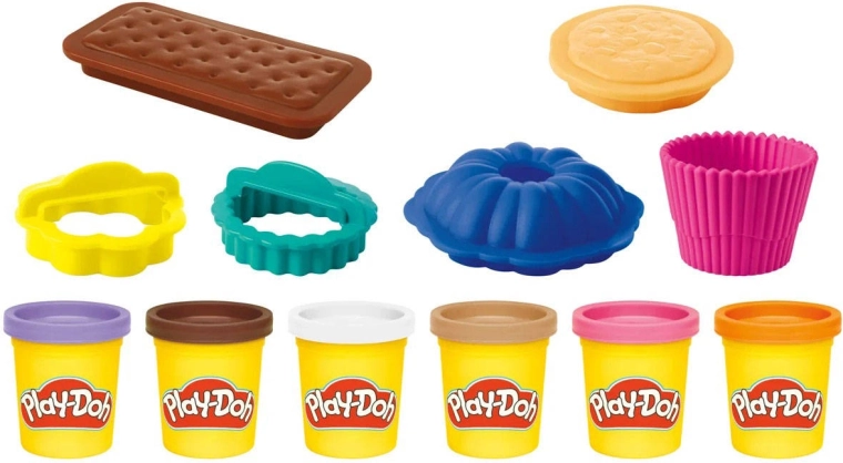 Seis colores de plastilina y herramientas