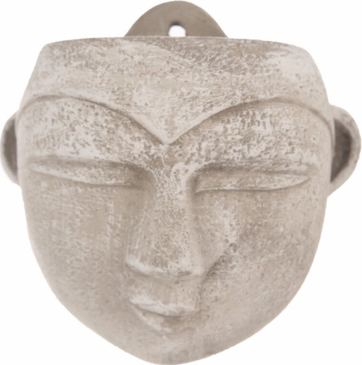 Maceta colgante de hormigón con forma de cabeza, gris