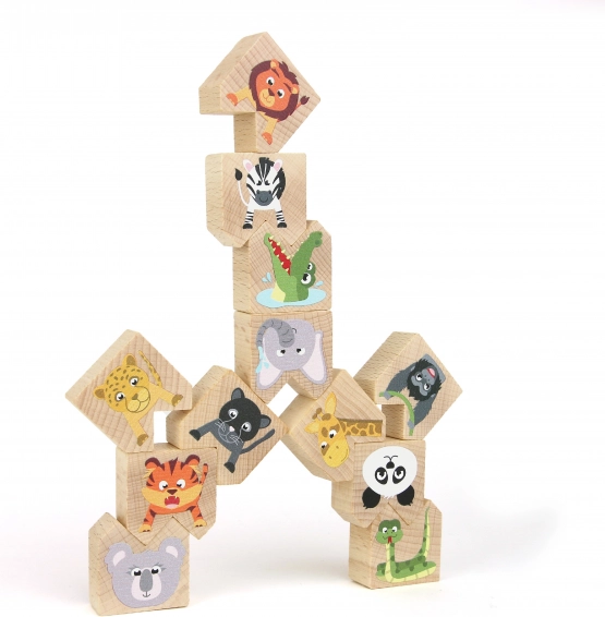 Juego de equilibrio de madera de animales salvajes