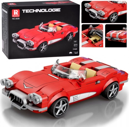 Kit de construcción técnica retro descapotable de los años 50 – rojo