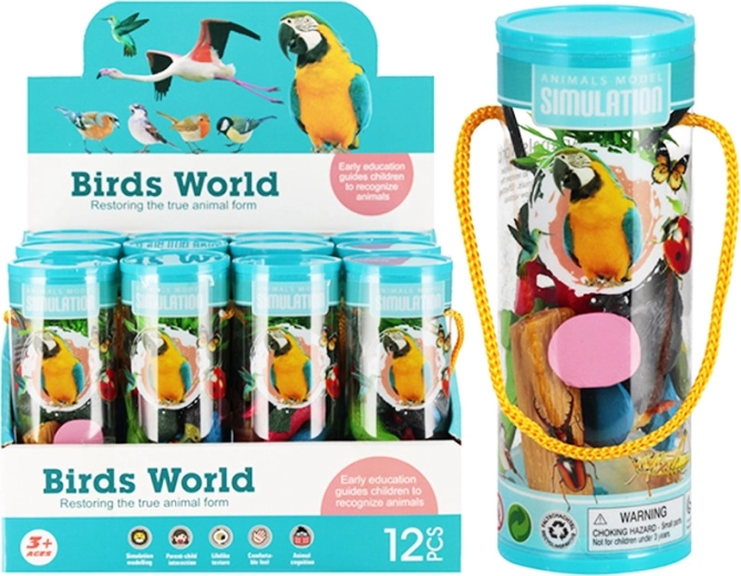 Set de figuras de pájaros en tubo – juguete educativo para niños