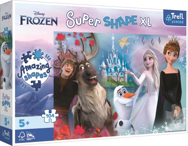 Puzle de 104 piezas XL Super Shape Frozen – el alegre mundo de Anna y Elsa