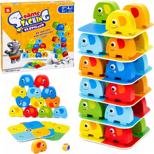 Juego de destreza Elefantitos equilibrando: torre de 46 piezas
