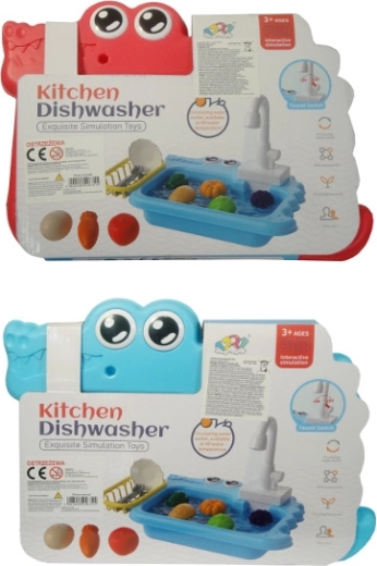Fregadero de cocina con juego de vajilla para niños