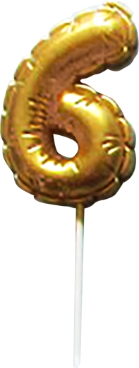 Vela para tarta número 6 dorada TORO