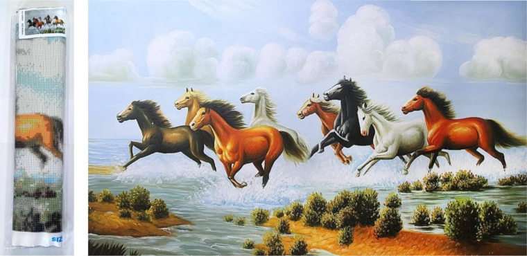 Pintura con diamantes Manada galopando 80x40 cm