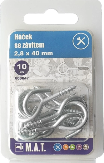 Gancho roscado 20 × 2,3 mm, zincado (10 uds)